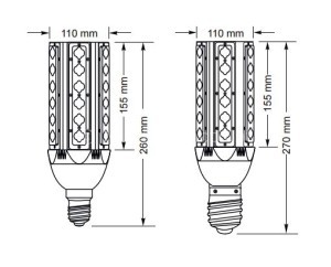 LAMPADAS DE POSTE DE ILUMINAÇÃO - LFC36X1 - Dimensões