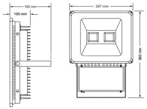 Projectores -PR100W - Dimensões